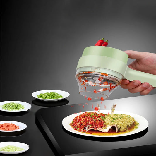 4-in-1 Electric Vegetable Cutter Set – Wireless Chopper, Grinder, Masher & Peeler