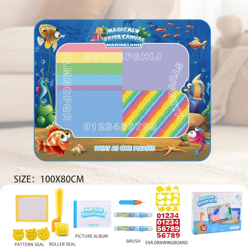 Water Doodle Mat Kids Painting Writing Color Doodle Drawing Mat Toy Bring Magic Pens Educational Toys for Girl Boy Toddler Gift