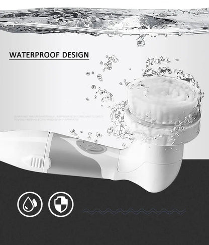4-In-1 Electric Bath Brush with Long Handle – Waterproof Body Scrubber & Massager