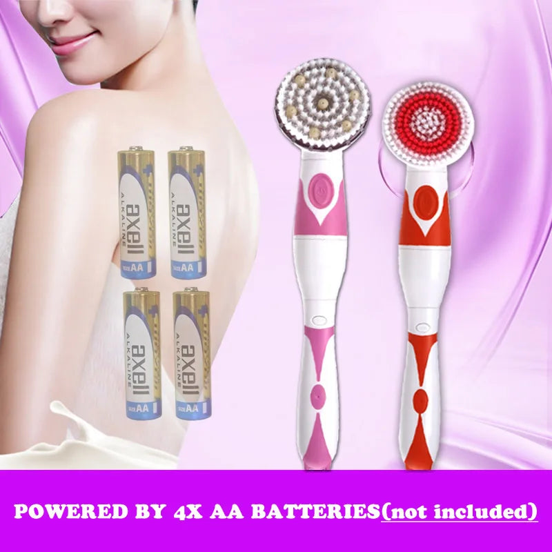 4-In-1 Electric Bath Brush with Long Handle – Waterproof Body Scrubber & Massager
