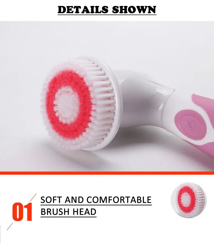 4-In-1 Electric Bath Brush with Long Handle – Waterproof Body Scrubber & Massager
