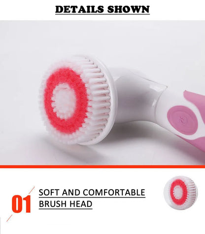 4-In-1 Electric Bath Brush with Long Handle – Waterproof Body Scrubber & Massager