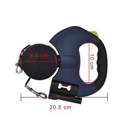 Retractable Dual Dog Leash with LED Lights – 3M Reflective No-Tangle Leash for Small Dogs & Cats