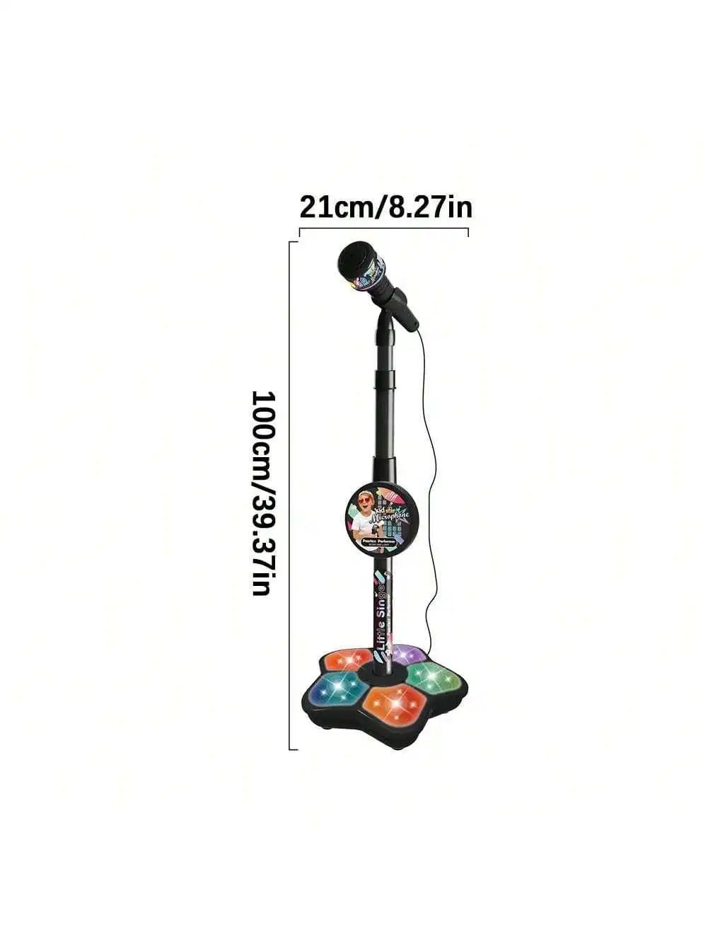 Kids Karaoke Microphone Toy with Speaker, Stand & Light Up Effects