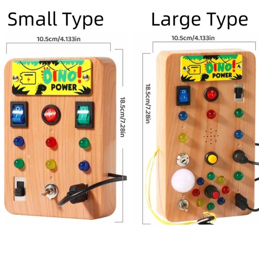Montessori Toddler Busy Board Electronic LED Light Switch Kids' Activity Board Cartoon Sticker Safe Children's Busy Board Infant