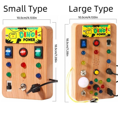 Montessori Toddler Busy Board Electronic LED Light Switch Kids' Activity Board Cartoon Sticker Safe Children's Busy Board Infant