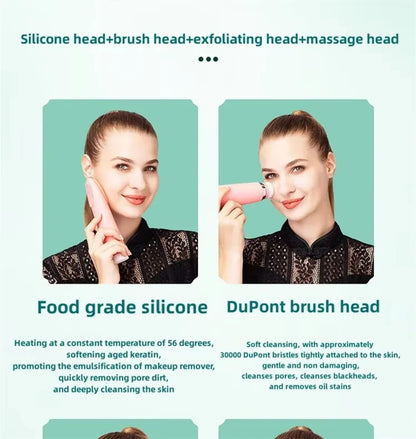 4-in-1 Electric Facial Cleansing Brush | Blackhead Remover, Exfoliator & Skin Massager