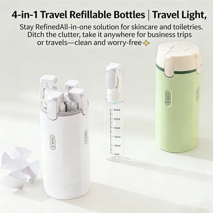 4-in-1 Travel Toiletry Bottles Set | Leak-Proof Refillable Containers