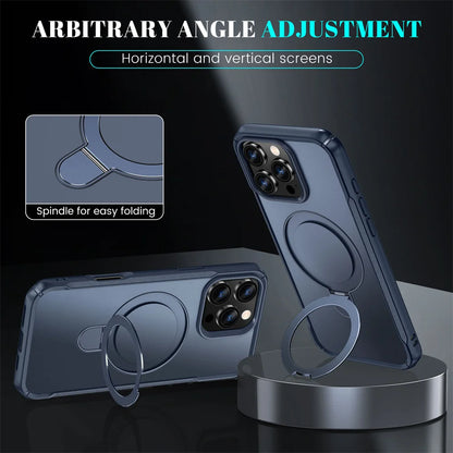 MagSafe Magnetic Fold Stand Phone Case – Shockproof Bumper Cover | iPhone 11 to 17 Pro Max