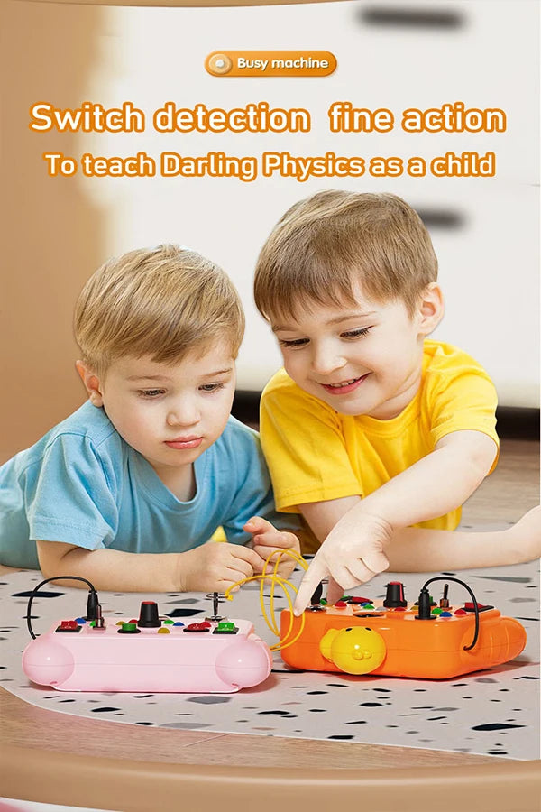 Montessori Busy Board Toy with Light Switch Control, Fine Motor Skill Educational STEM Game, Perfect Travel & Gift for Toddlers