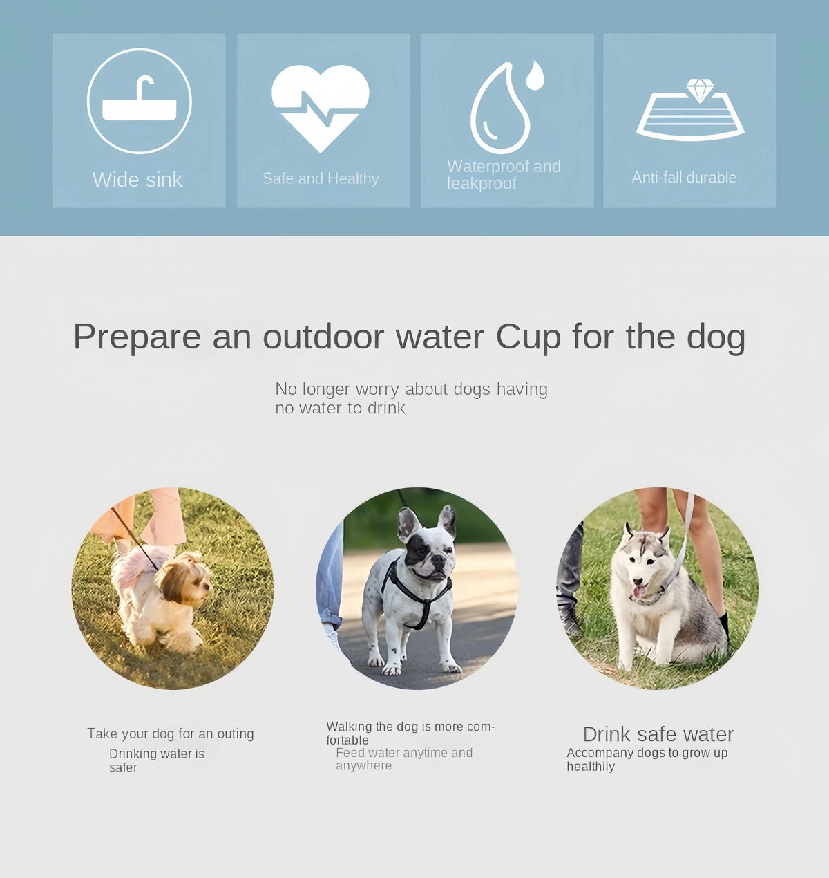 Portable Dog Water Bottle with Food & Water Storage – Travel Feeder Bowl for Pets