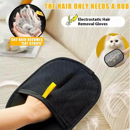Cat Grooming Gloves – Electrostatic Pet Hair Remover for Sofa, Carpet & Clothes (2pcs)