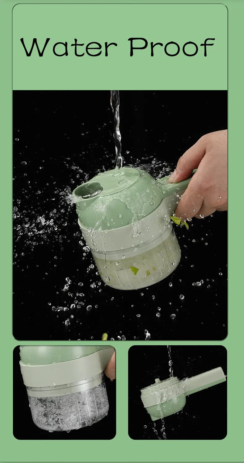 4-in-1 Electric Vegetable Cutter Set – Wireless Chopper, Grinder, Masher & Peeler