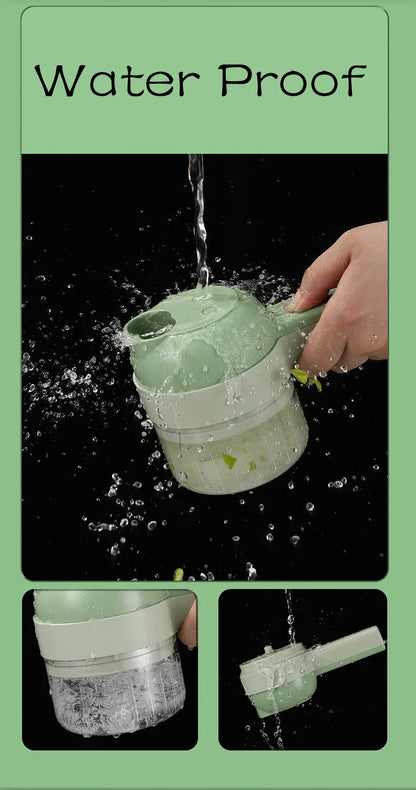 4-in-1 Electric Vegetable Cutter Set – Wireless Chopper, Grinder, Masher & Peeler