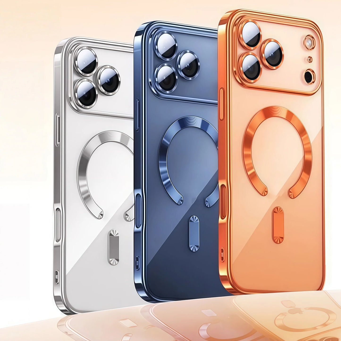 Clear Luxury Plating Magnetic Phone Case – Camera Protection | Soft TPU | iPhone 17 Pro Max, 17 Pro, 17, Air