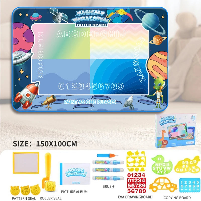 Water Doodle Mat Kids Painting Writing Color Doodle Drawing Mat Toy Bring Magic Pens Educational Toys for Girl Boy Toddler Gift