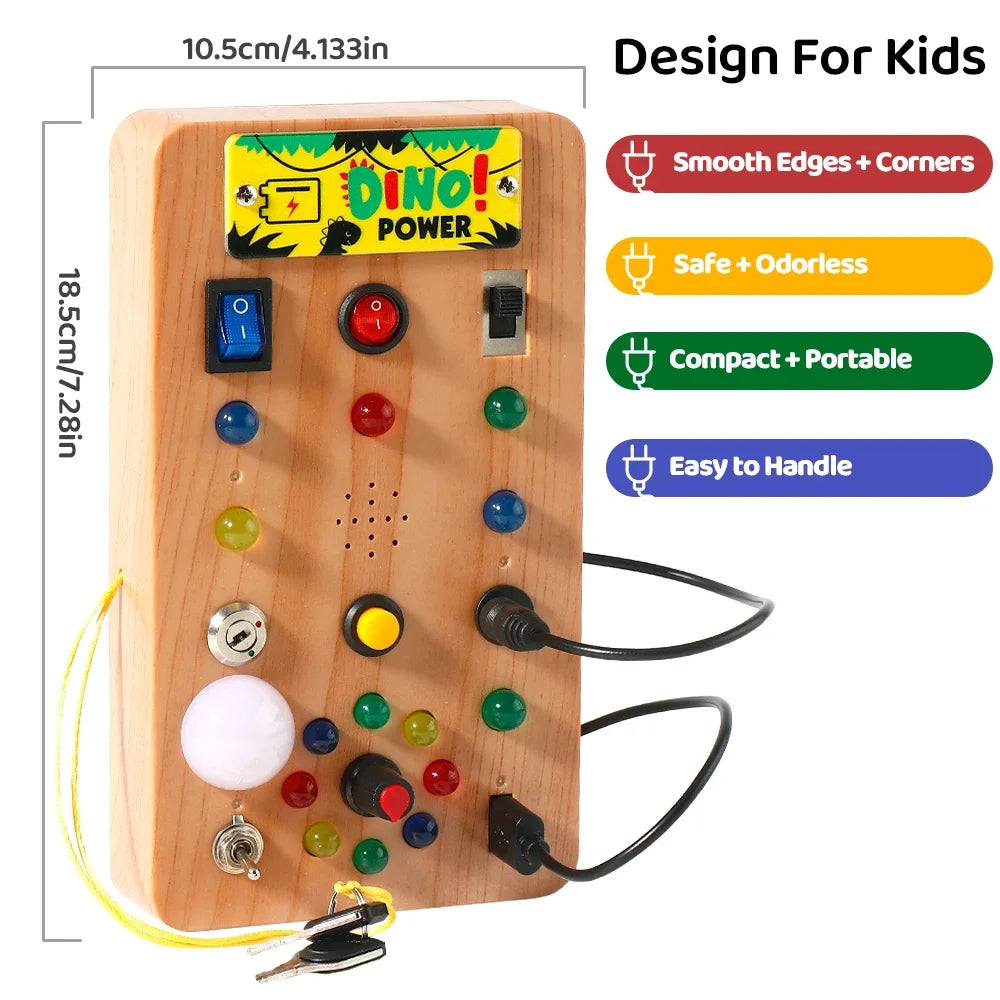 Montessori Busy Board Sensory Toy with LED Light Simulation Switch Control Board Jigsaw Early Education Learning Children's Game