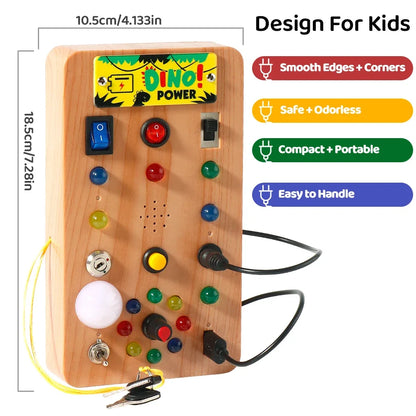 Montessori Busy Board Sensory Toy with LED Light Simulation Switch Control Board Jigsaw Early Education Learning Children's Game