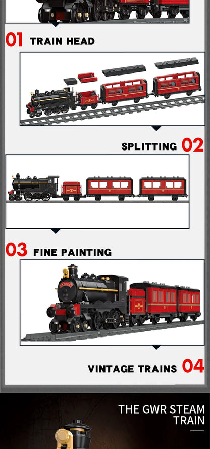 Classic Steam Train Building Block Set German BR01 Big Boy Steam Locomotive Bricks DIY CN5700 Rail Train Assemble Bricks Toys
