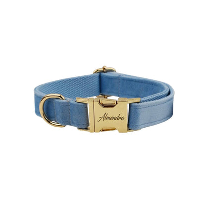 Personalised Velvet Dog Collar – Custom Engraved Name & ID Tag | Adjustable XS–XL