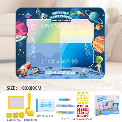 Water Doodle Mat Kids Painting Writing Color Doodle Drawing Mat Toy Bring Magic Pens Educational Toys for Girl Boy Toddler Gift