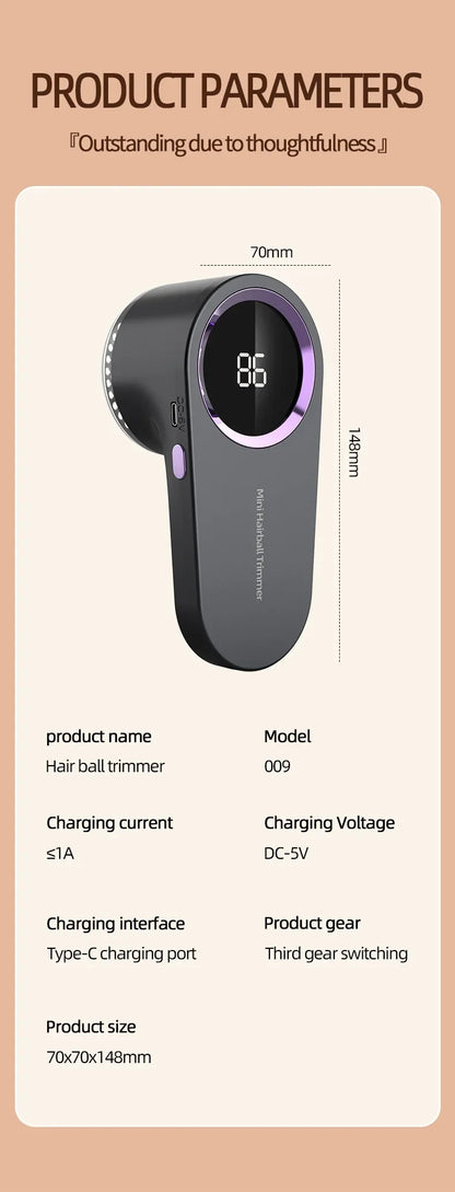Electric Fabric Shaver | USB Rechargeable Lint Remover | LED Display | Clothes Defuzzer