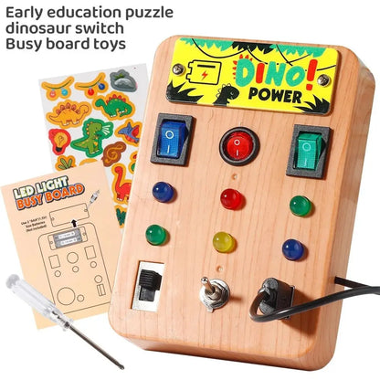 Montessori Toddler Busy Board Electronic LED Light Switch Kids' Activity Board Cartoon Sticker Safe Children's Busy Board Infant