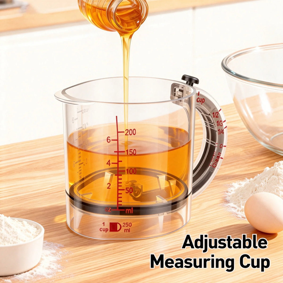 Adjustable Measuring Cup Multi-functional 4in1 Push Type Measuring Cup Seal Base Measure Cube Cups for Cooking Kitchen Accessory