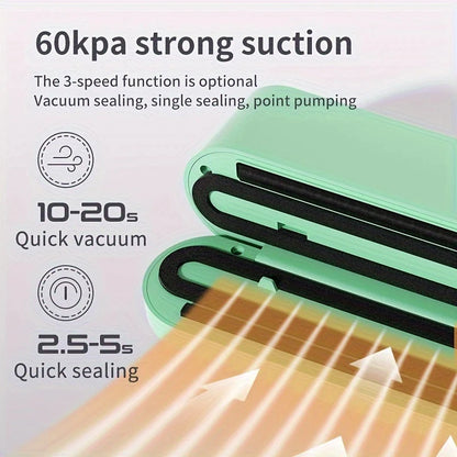 Wireless Vacuum Food Sealer – USB Rechargeable with Sealing & Suction