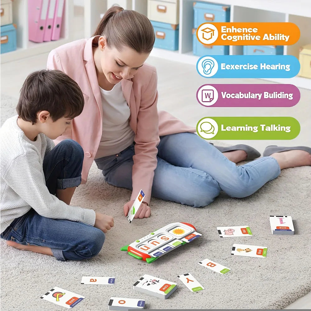 Kids Learning Flash Card Machine – English Spelling, Math & Music Early Education Toy with Sound Feedback – Rechargeable