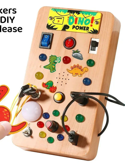 Montessori Busy Board Sensory Toy with LED Light Simulation Switch Control Board Jigsaw Early Education Learning Children's Game