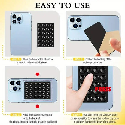 Silicone Suction Phone Holder Mat – Anti-Slip Wall Mount & Desk Stand | No-Drill Phone Grip