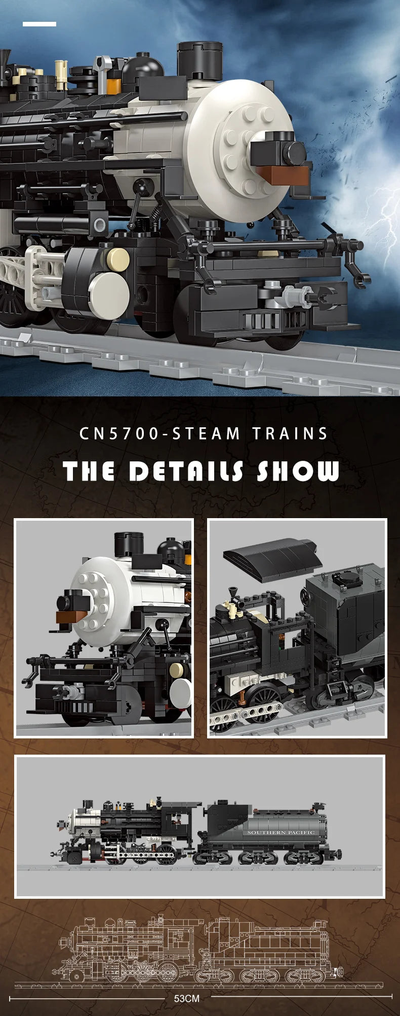 Classic Steam Train Building Block Set German BR01 Big Boy Steam Locomotive Bricks DIY CN5700 Rail Train Assemble Bricks Toys