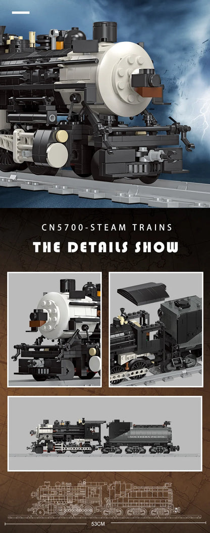 Classic Steam Train Building Block Set German BR01 Big Boy Steam Locomotive Bricks DIY CN5700 Rail Train Assemble Bricks Toys