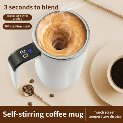 380ML Electric Self Stirring Mug Rechargeable Stainless Steel Automatic Mixing Cup with Magnetic Spinner for Coffee Milk Tea