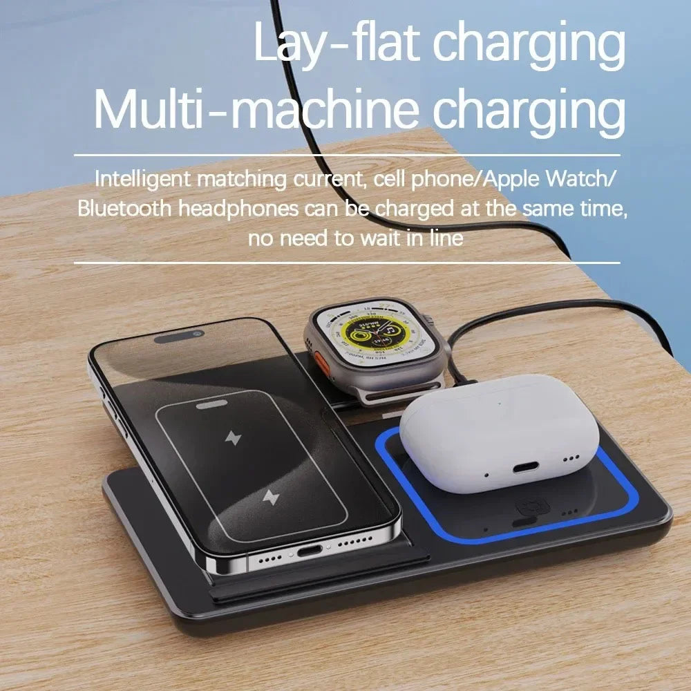 3-in-1 Wireless Charger Stand – 30W Fast Charging for iPhone, Apple Watch & AirPods