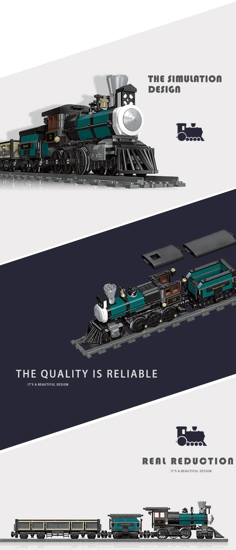 Classic Steam Train Building Block Set German BR01 Big Boy Steam Locomotive Bricks DIY CN5700 Rail Train Assemble Bricks Toys