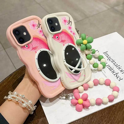 3-in-1 Floral Petals Phone Case Bundle – Case + Lanyard + Stand | iPhone 7 to 15