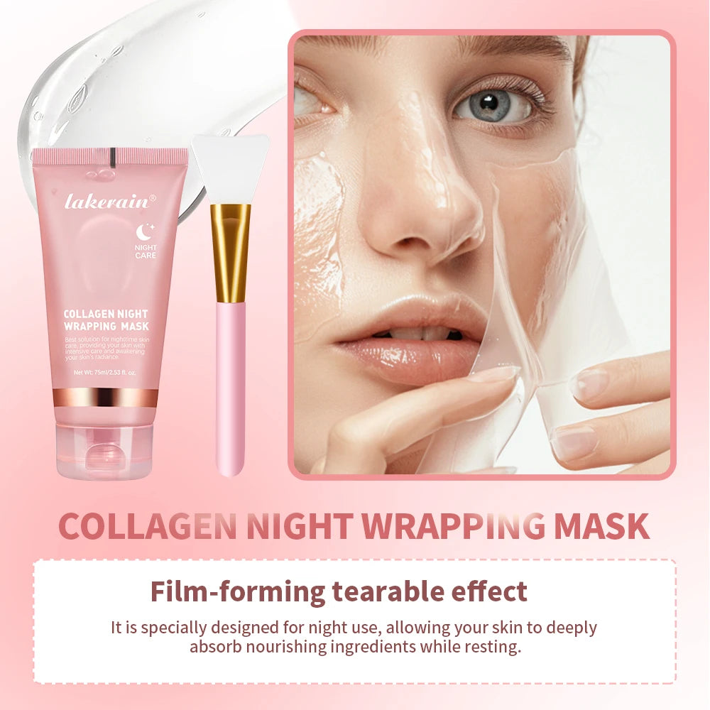 Korean Collagen Wrapping Face Mask & Brush Set
