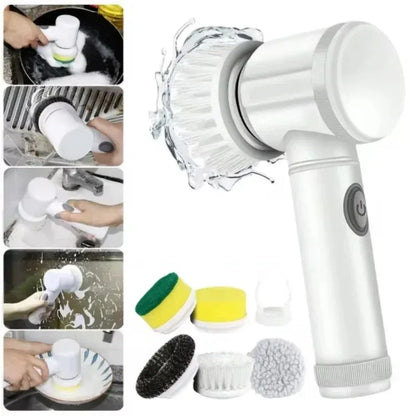 5-in-1 Electric Spin Scrubber with 5 Replaceable Brush Heads