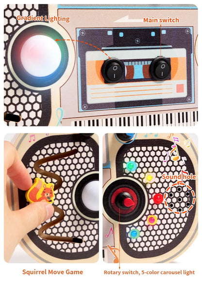Montessori Toddler Toys Baby Wooden Busy Board Sensory Toys with Light Switch Control Board Fine Motor Activities Toys For Kids