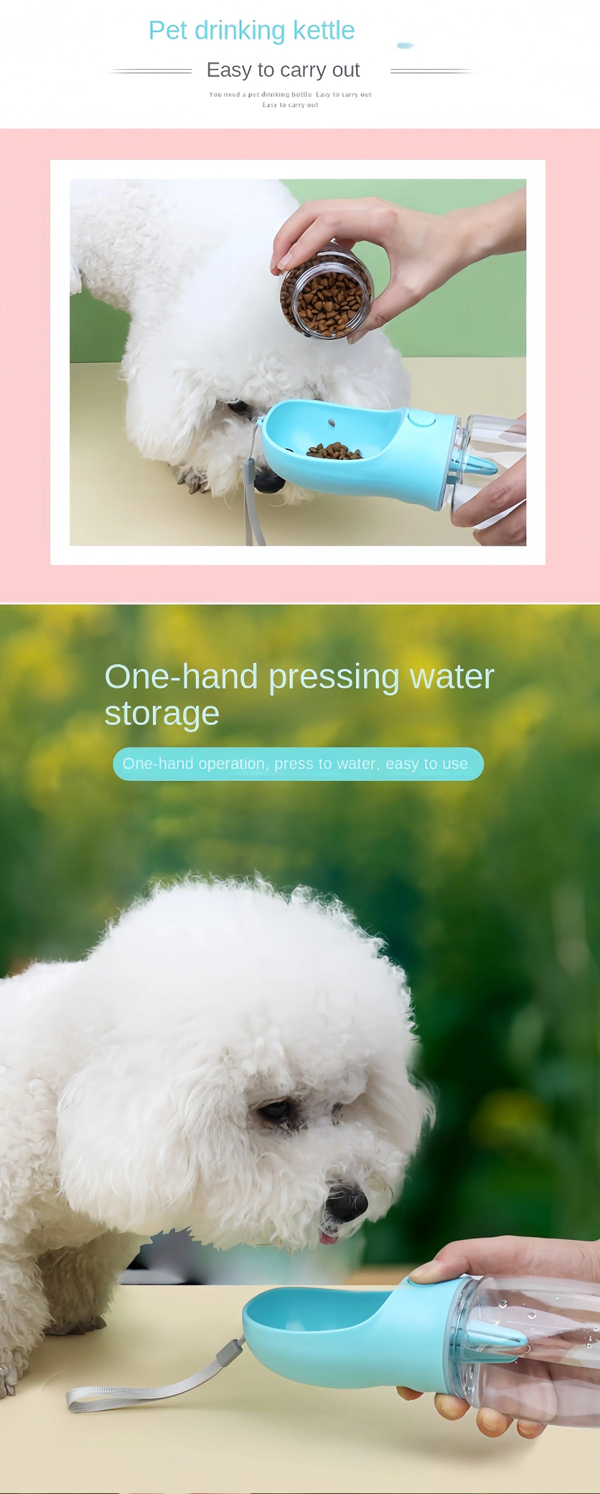 Portable Dog Water Bottle with Food & Water Storage – Travel Feeder Bowl for Pets