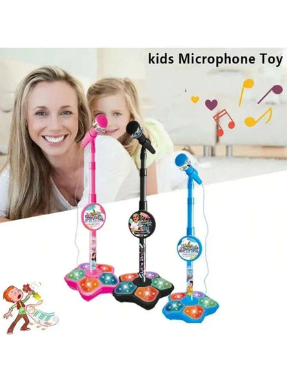 Kids Karaoke Microphone Toy with Speaker, Stand & Light Up Effects