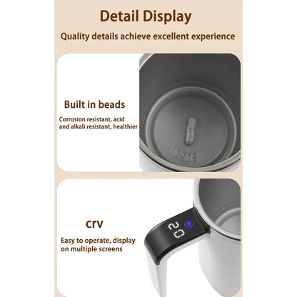 380ML Electric Self Stirring Mug Rechargeable Stainless Steel Automatic Mixing Cup with Magnetic Spinner for Coffee Milk Tea