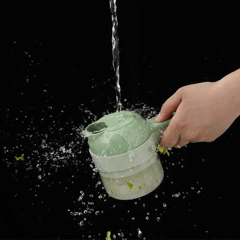 4-in-1 Electric Vegetable Cutter Set – Wireless Chopper, Grinder, Masher & Peeler