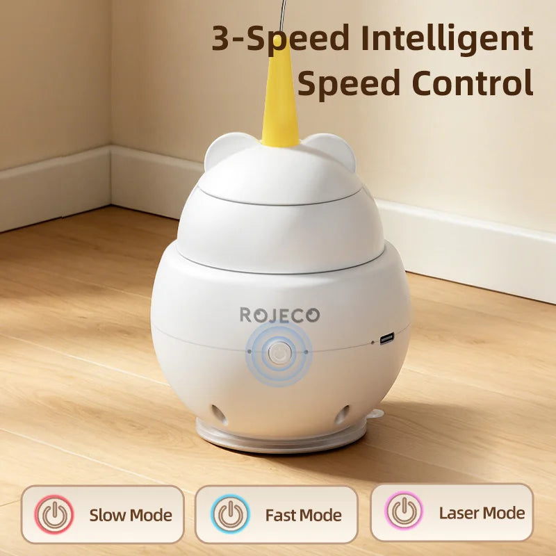 ROJECO 2-in-1 Automatic Laser & Feather Cat Toy | Electric Interactive Kitten Toy