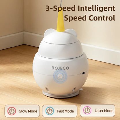 ROJECO 2-in-1 Automatic Laser & Feather Cat Toy | Electric Interactive Kitten Toy