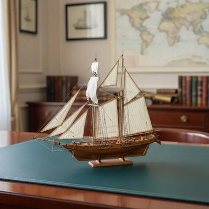 Wooden Ship Model Kit - DIY Sailing Boat Assembly Model, Handcrafted Nautical Decoration for Home Office, Gift for Men Women