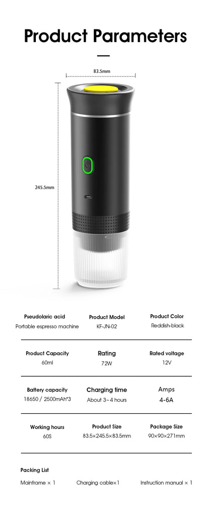 Portable Espresso Coffee Machine – Car, Home & Camping