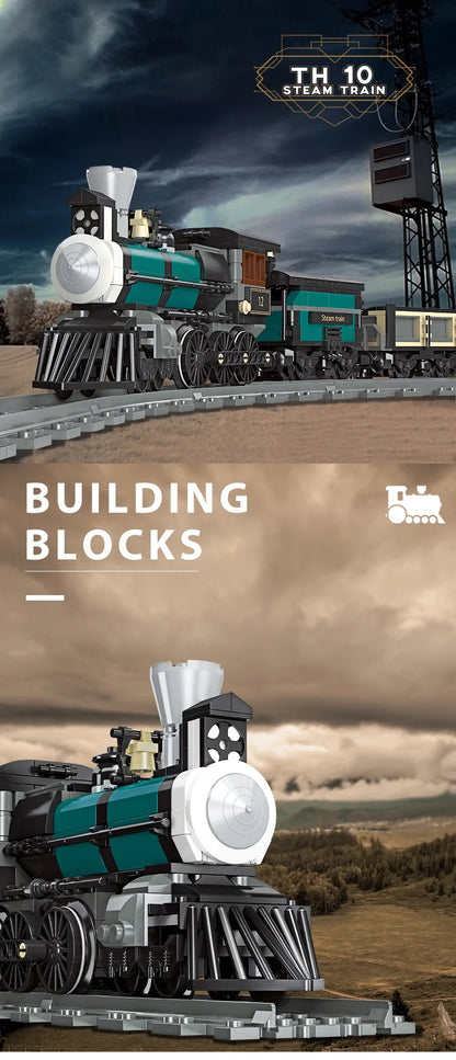 Classic Steam Train Building Block Set German BR01 Big Boy Steam Locomotive Bricks DIY CN5700 Rail Train Assemble Bricks Toys